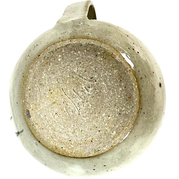 Hand Crafted Artist Signed Pottery Round Coffee Mug Blue Floral Highlight-Mint! - Picture 6 of 6